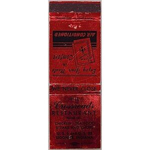 Vintage Front Strike Matchbook Cover Crossroads Restaurant Ligonier IN Indiana